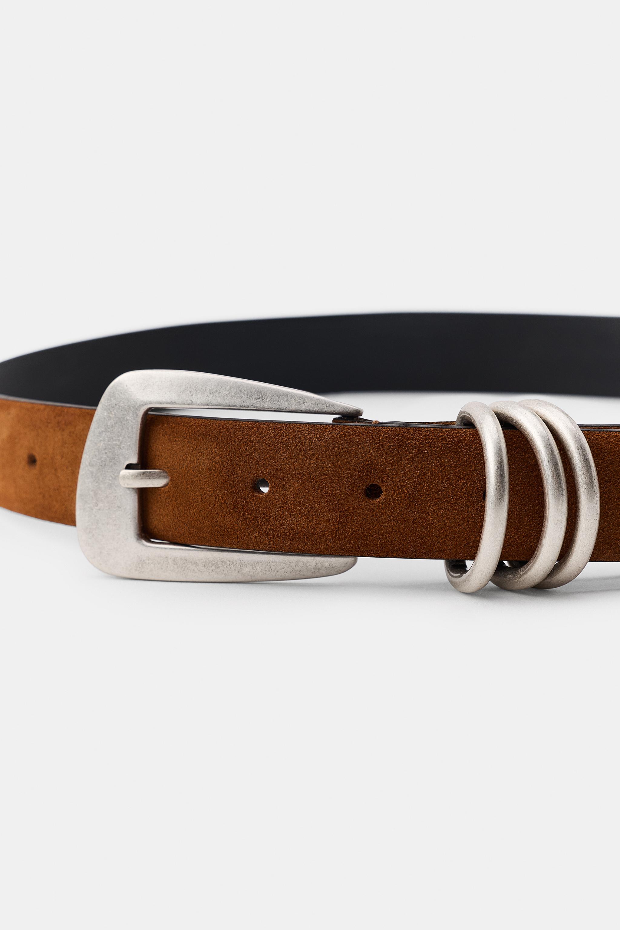 100% SUEDE LEATHER BELT WITH TRIPLE LOOP